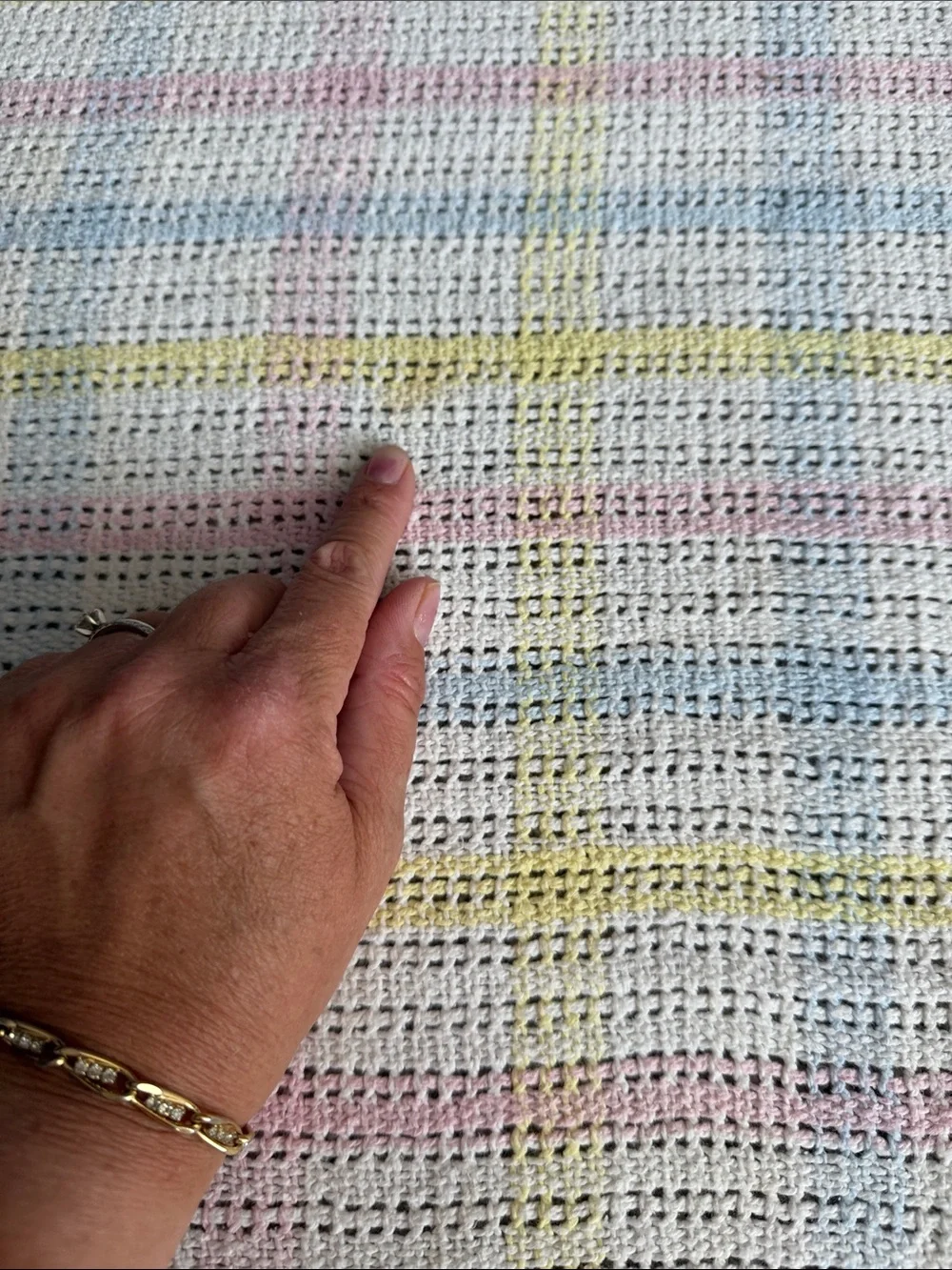 Vintage Beacon WPL 1675 Rainbow Baby Blanket Pastel Woven Knit Waffle Weave